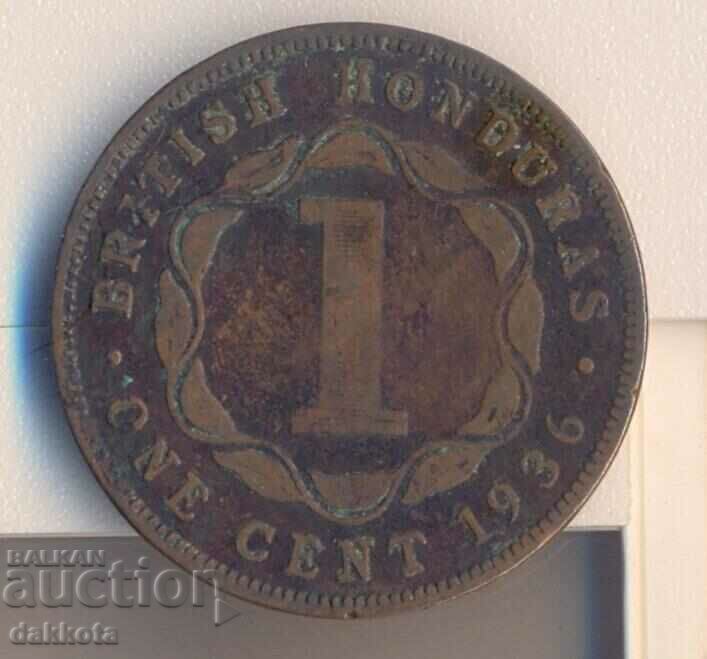 Британски Хондурас = Белиз 1 цент 1936 година, тираж 40 хил