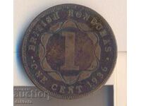Honduras britanic = Belize 1 cent 1936, tiraj 40 mii