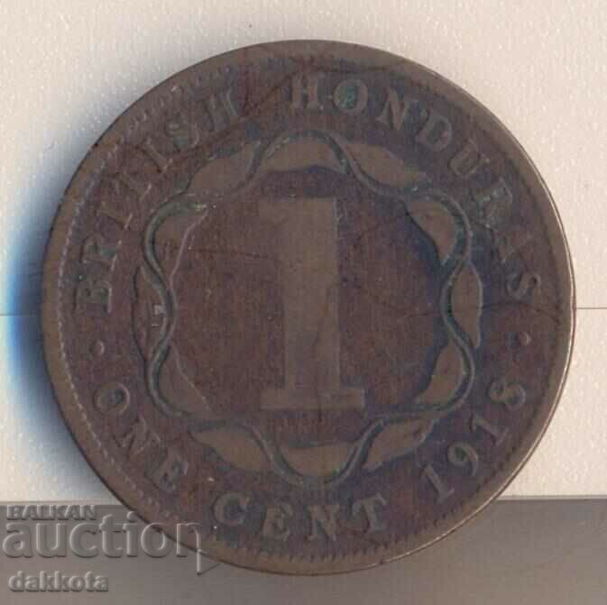 Британски Хондурас = Белиз 1 цент 1918 година, тираж 40 хил