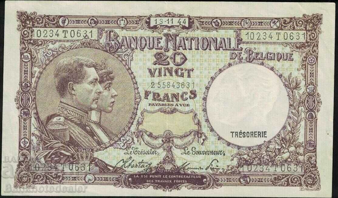 Belgium 20 francs 1944 Pick 111 Ref 3631