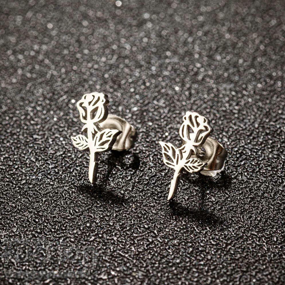 529 Earrings Rose in silver accessories medical steel