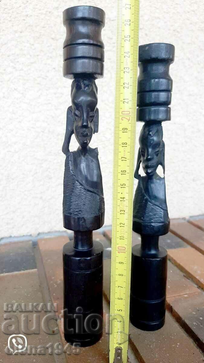 Аукцион Комплект свещници абаносово дърво