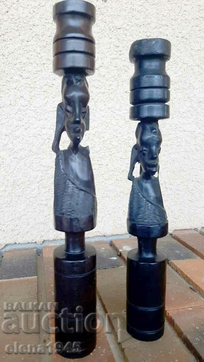 Комплект свещници абаносово дърво