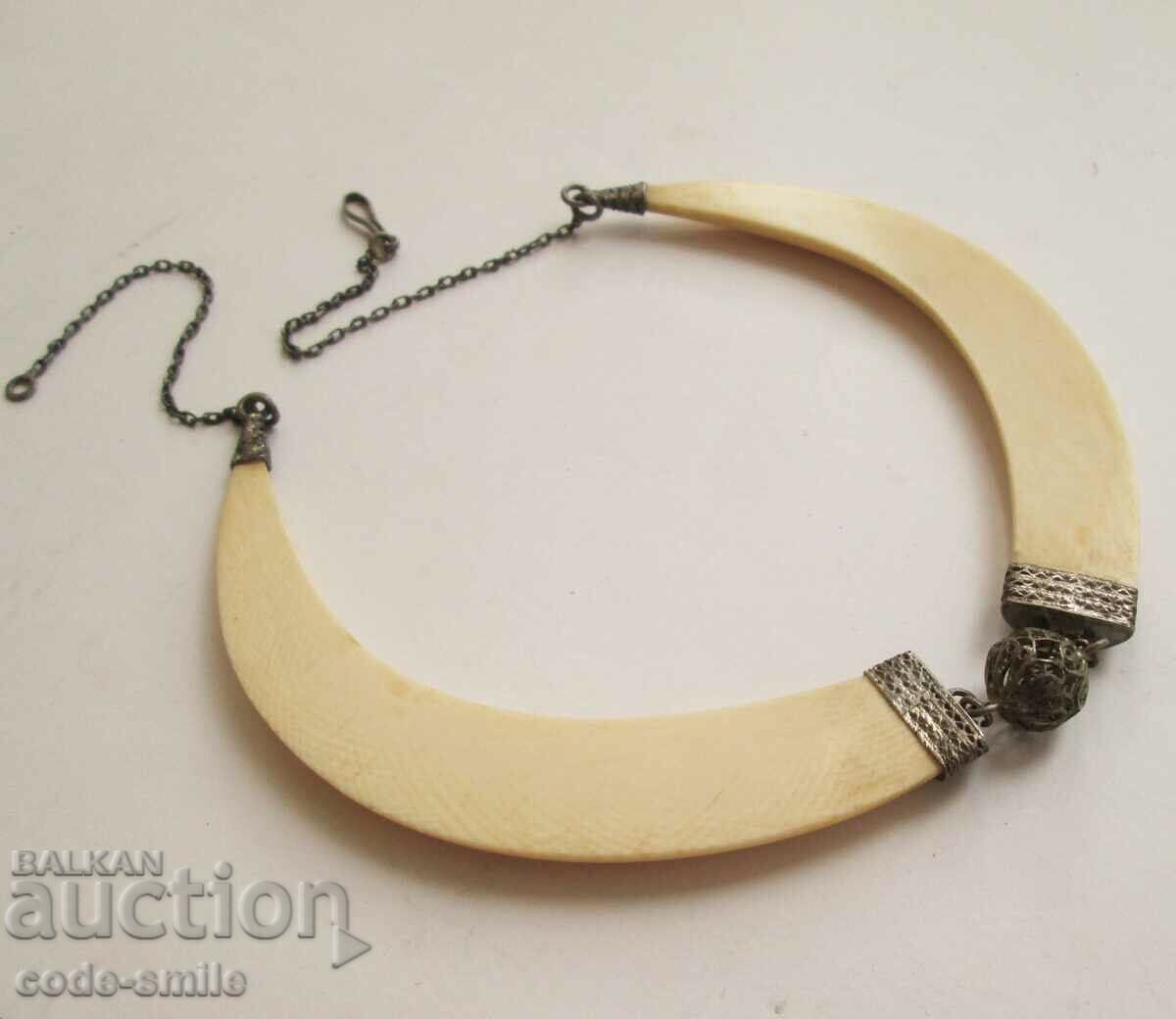 Vintage Handmade Ivory and Filigree Necklace - 5 Vintage Handmade Ivory and Filigree Necklace - 5