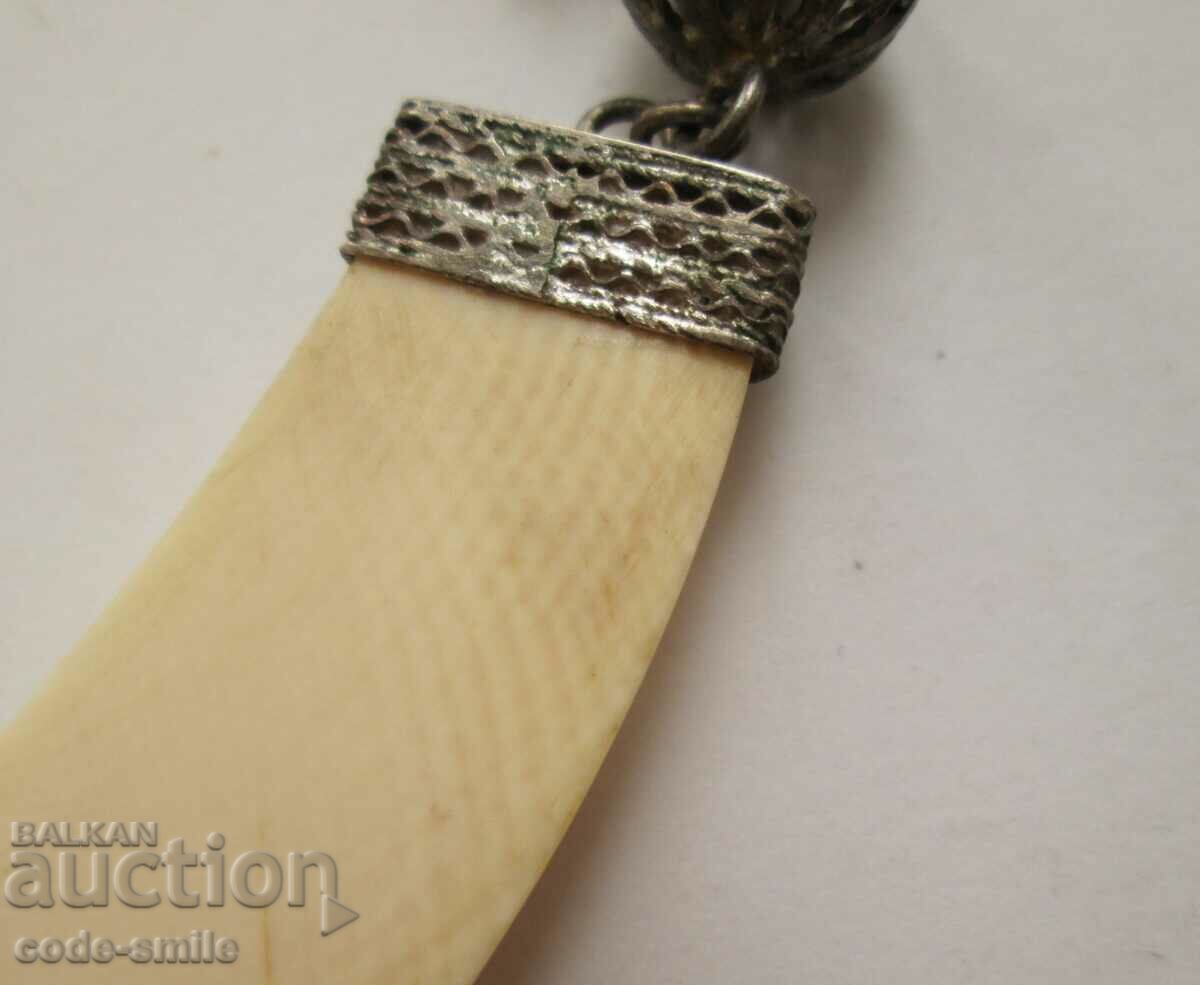 Vintage Handmade Ivory and Filigree Necklace - 6 Vintage Handmade Ivory and Filigree Necklace - 6