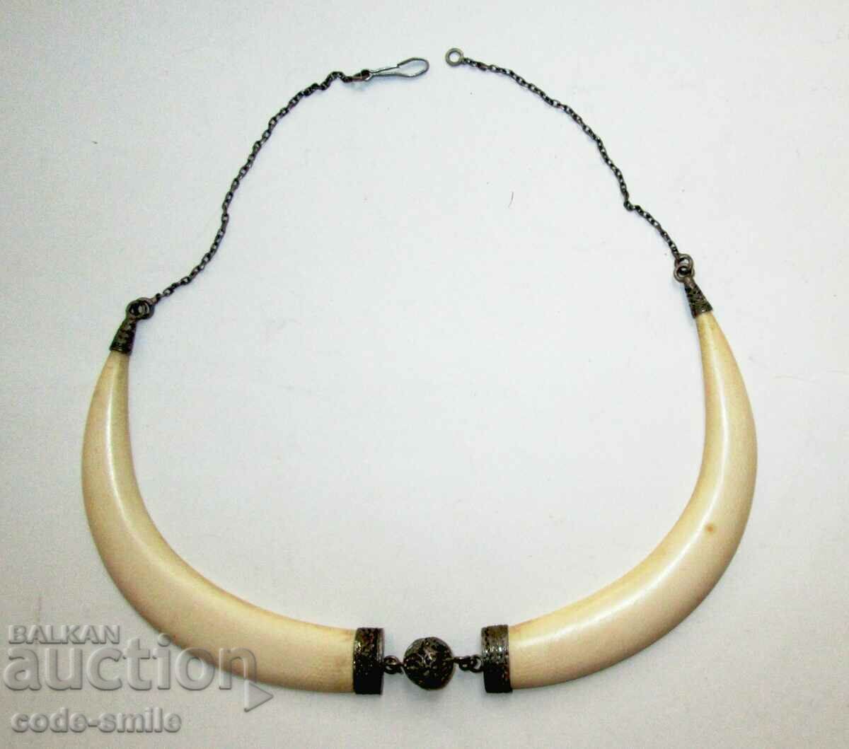 Vintage Handmade Ivory and Filigree Necklace