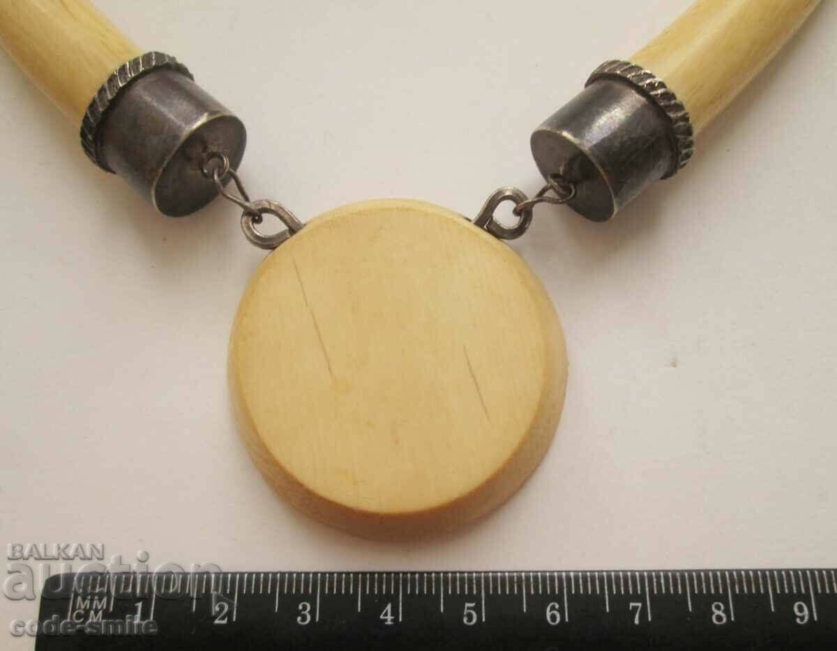 Old Handmade Solid Ivory Silver Necklace with price 240.00 BGN | € 122.71