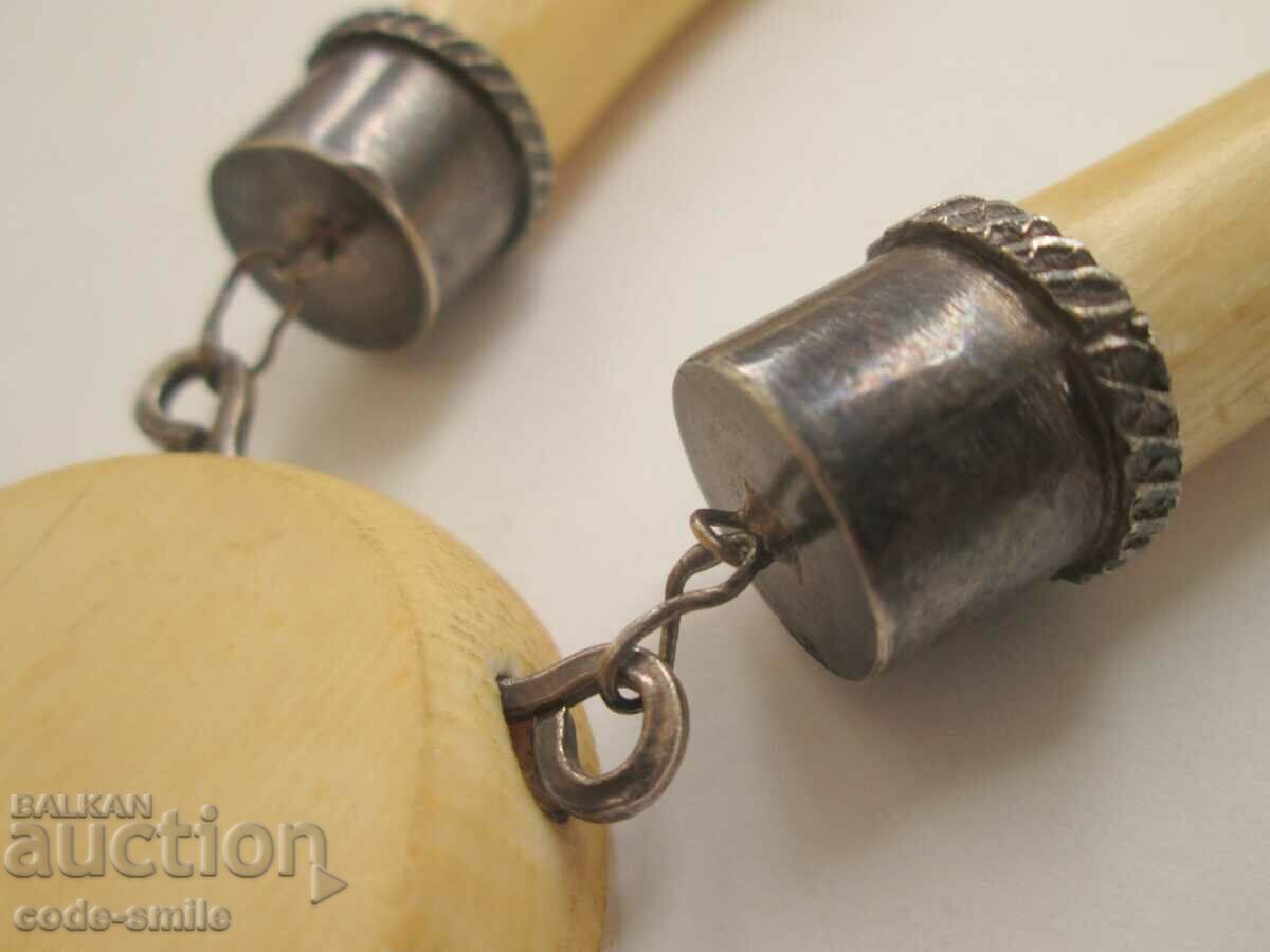 Auction  Old Handmade Solid Ivory Silver Necklace
