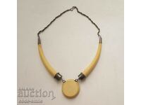 Old Handmade Solid Ivory Silver Necklace