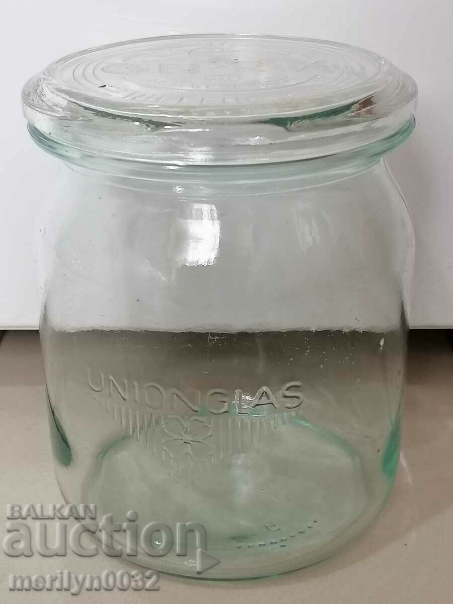 Old German glass jar, 1930s with price 39.50 BGN | € 20.20 Old German glass jar, 1930s with price 39.50 BGN | € 20.20
