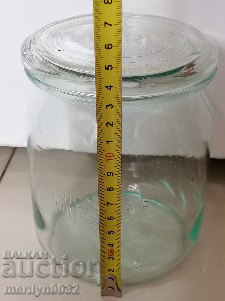 Auction Old German glass jar, 1930s Auction Old German glass jar, 1930s