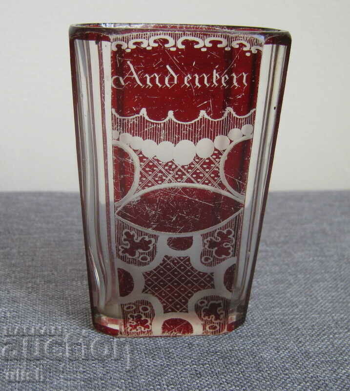 Old red art deco Adenken vase mini vase