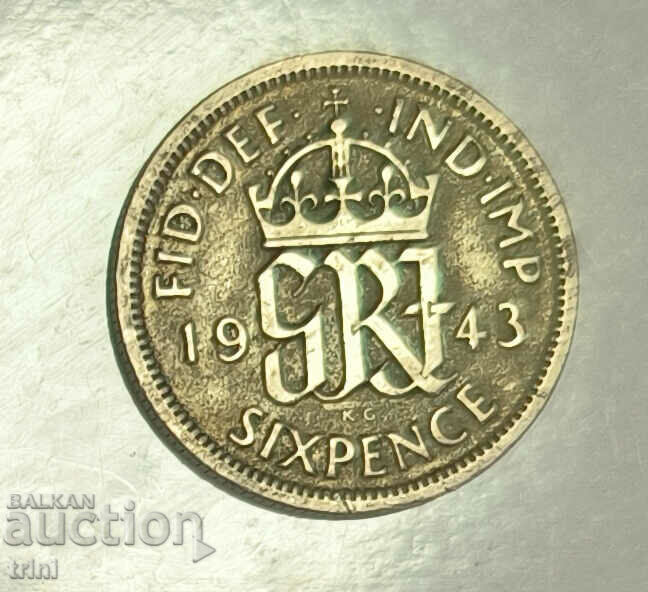 Великобритания 6 пенса 1943 година  е134