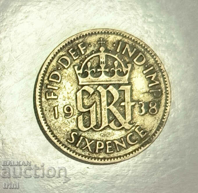 Великобритания 6 пенса 1938 година  е140