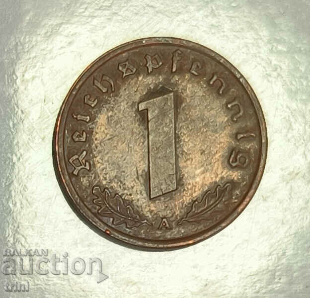 Germany III Reich 1 Pfennig 1938, letter A e143
