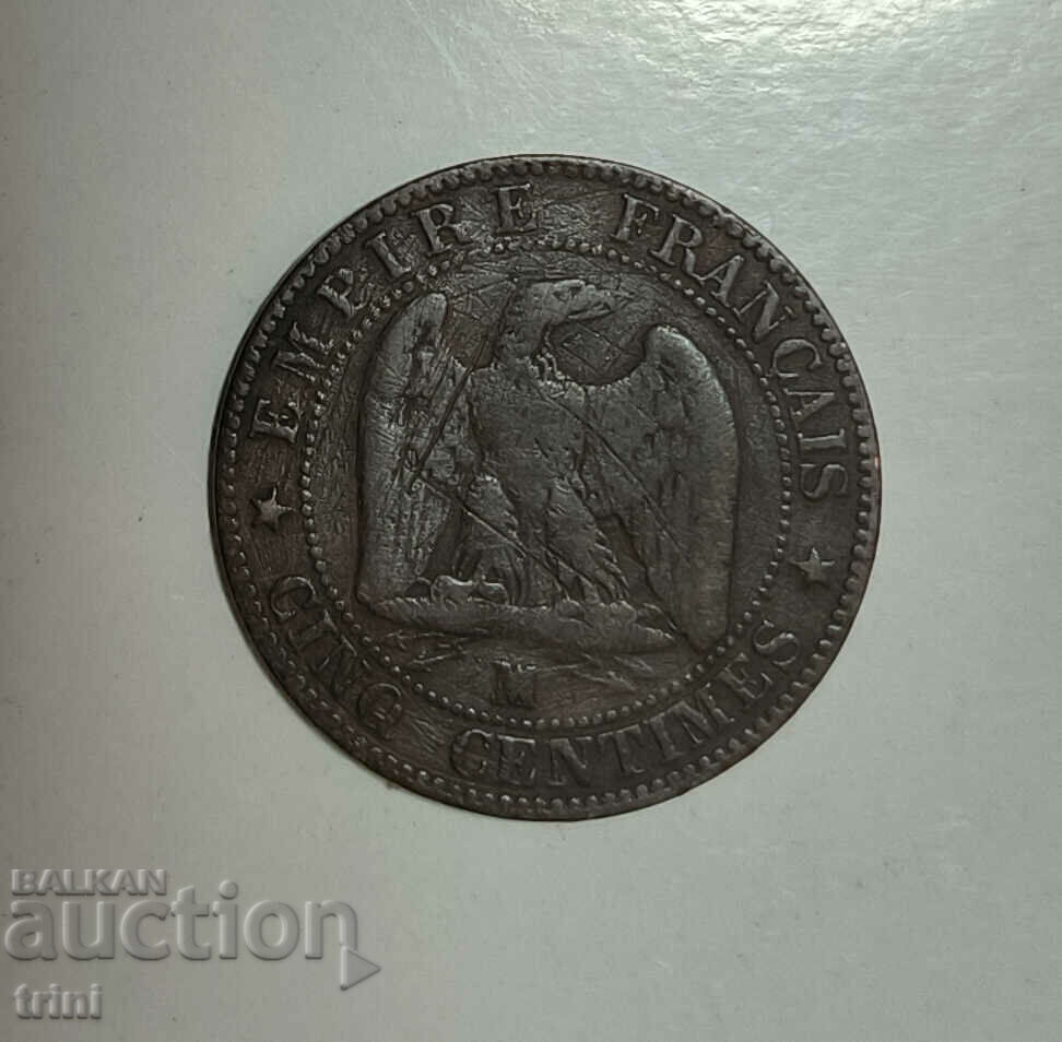 Franta 5 centimes 1854 "MA" - Marsilia e102