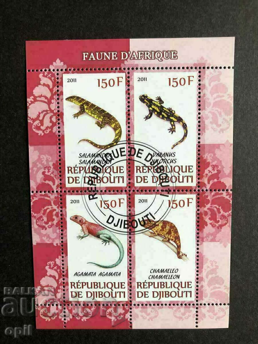 Stamped Block African Fauna 2011 Djibouti