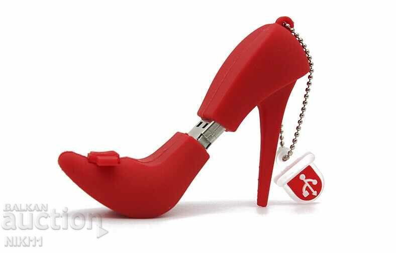 Flask 32 GB Women's red shoe on current USB flash drive with price 23.00 BGN | € 11.76 Flask 32 GB Women's red shoe on current USB flash drive with price 23.00 BGN | € 11.76