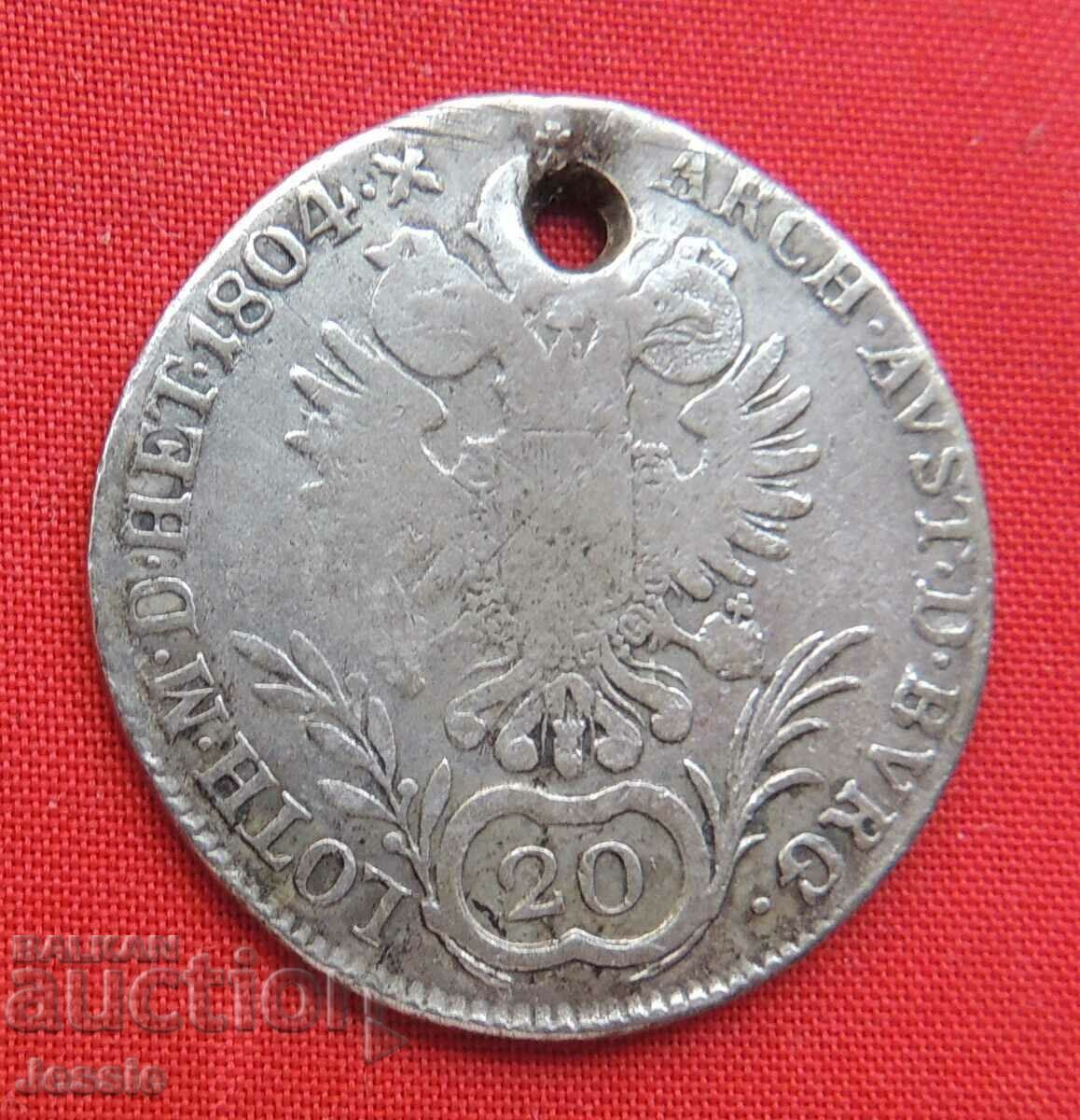 20 кройцера Австроунгария 1804 G сребро - Франц II