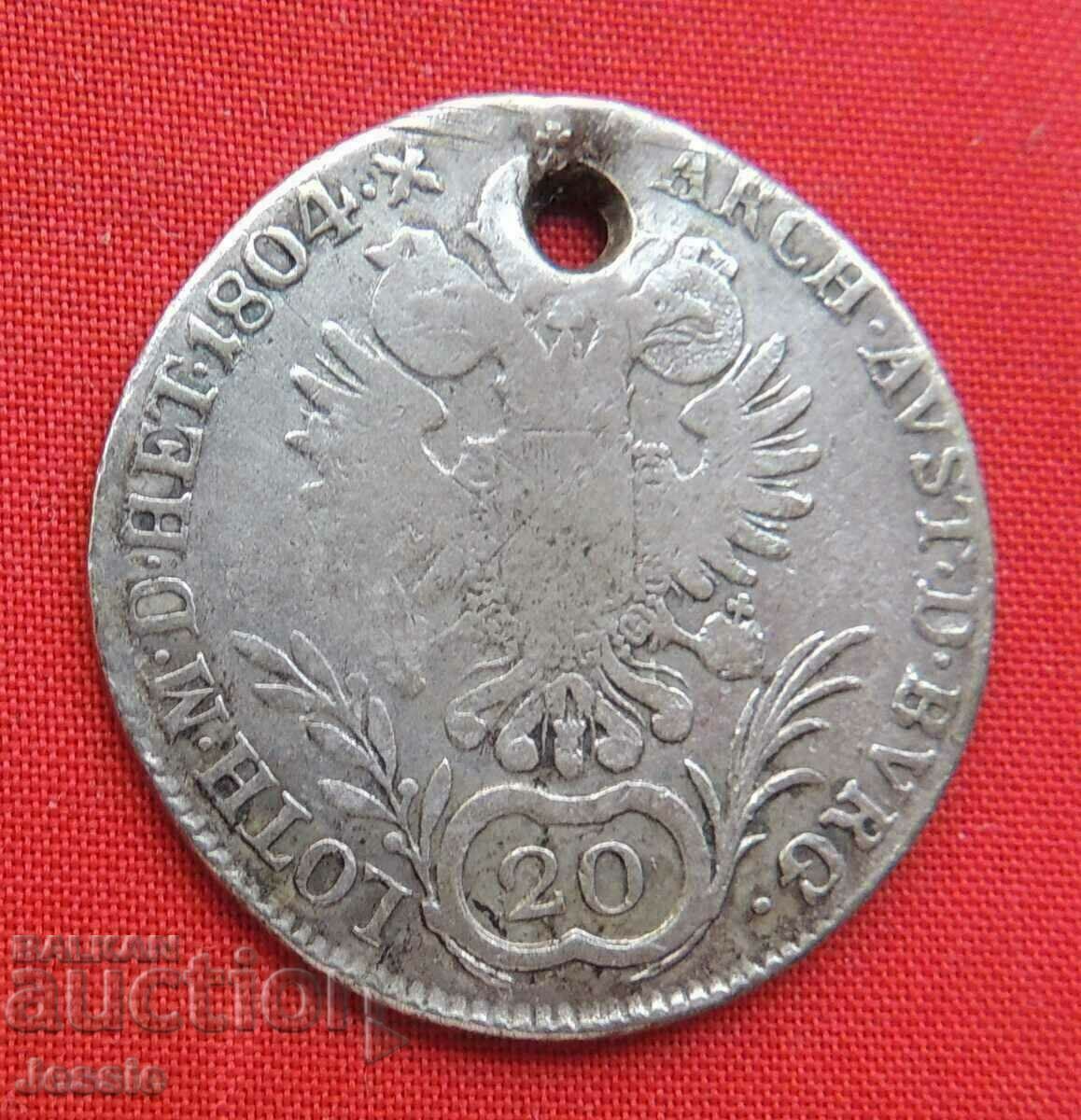 20 Kreuzer Austro-Ungaria 1804 G Argint - Franz II