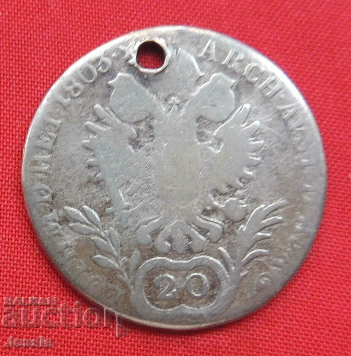 20 Kreuzer Austria-Hungary 1803 G Silver - Franz II