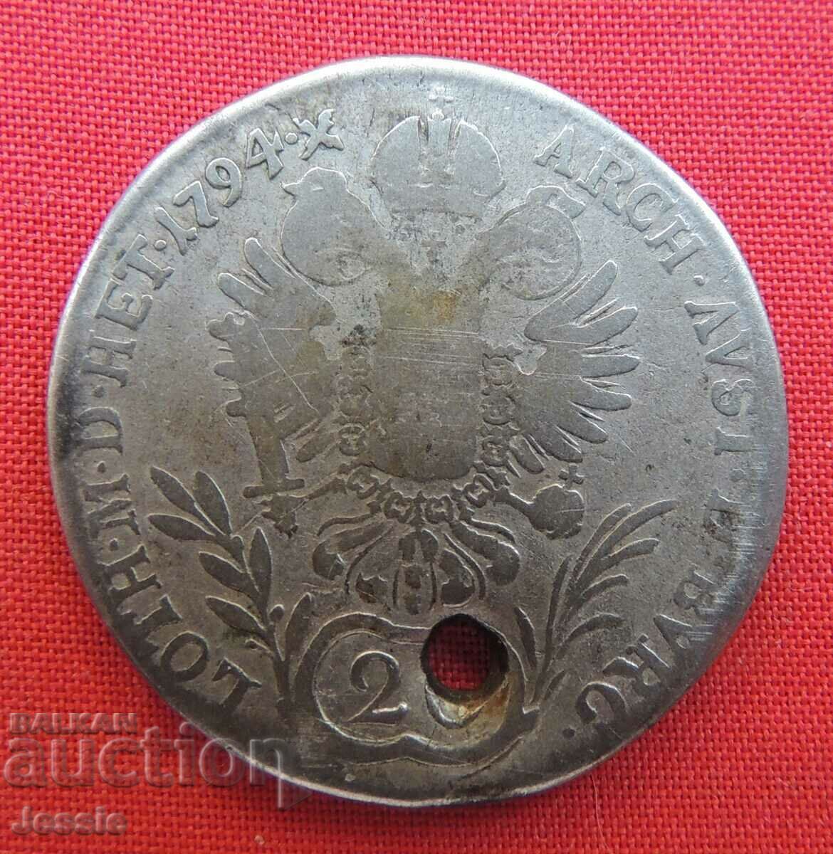 20 Kreuzer Austro-Ungaria 1794 argint - Franz II