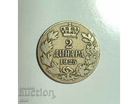 Кралство Сърбия 2 динара 1925 година   е47