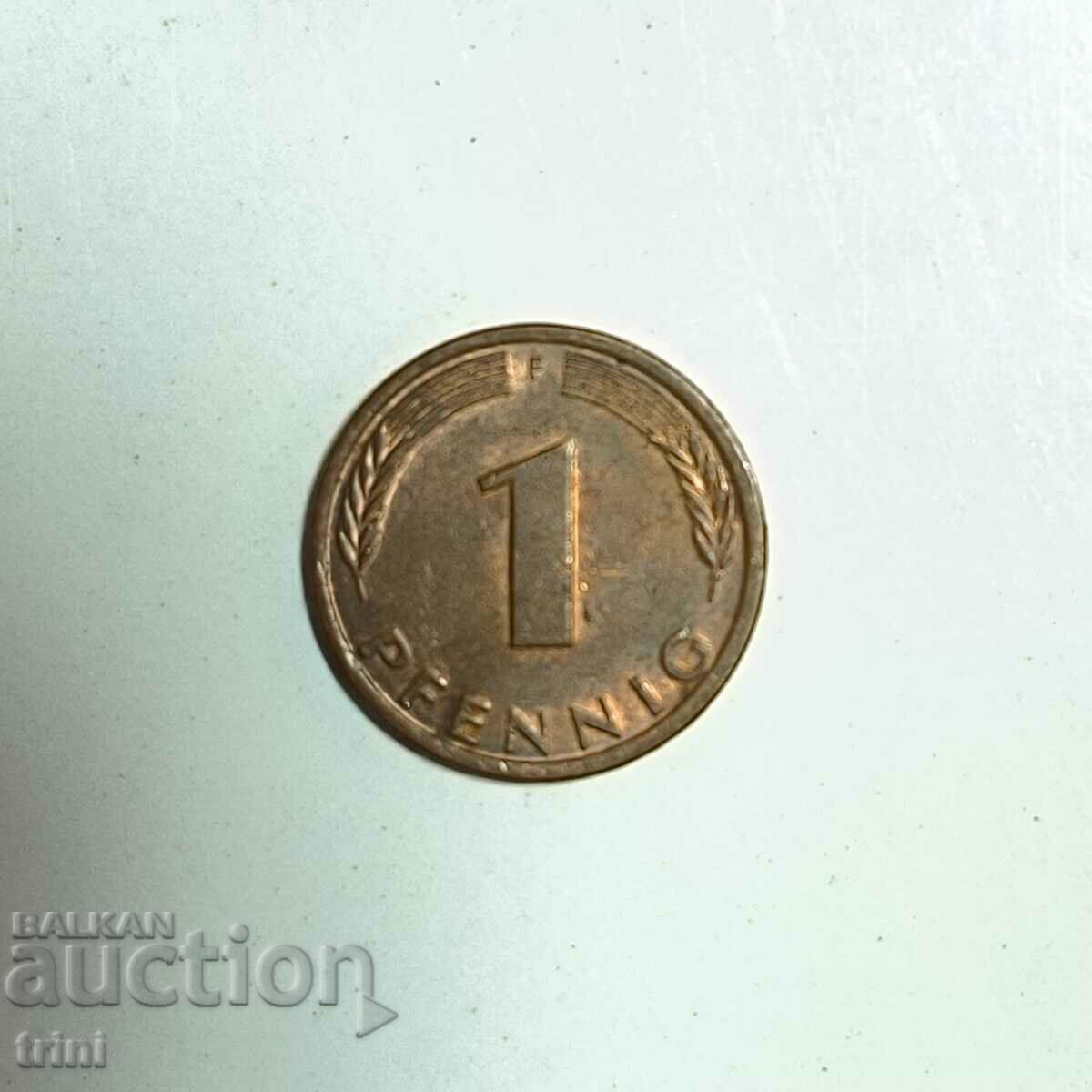Germany 1 pfennig 1981 year 'F' - Stuttgart e187