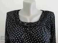 New Black White Polka Dot Long Sleeve Blouse