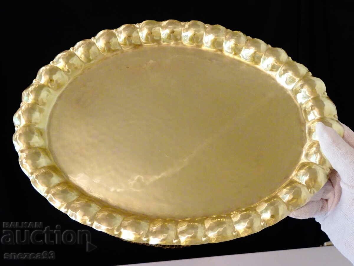 Bronze tray, platter, hand-forged relief - 6 Bronze tray, platter, hand-forged relief - 6