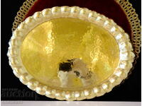 Bronze tray, platter, hand-forged relief