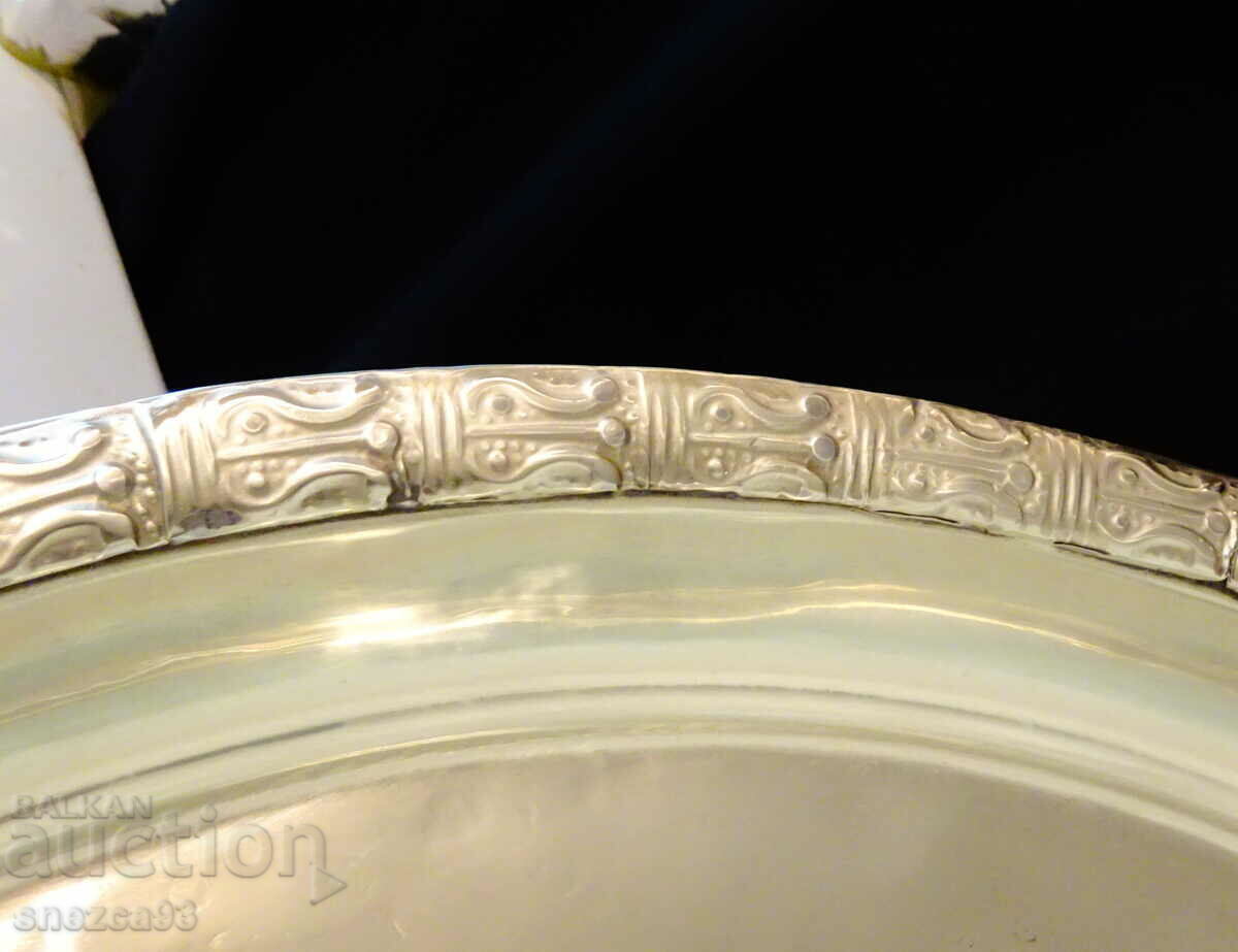 Silver-plated tray, 46 cm, 1.2 kg, ornaments, hardware - 5 Silver-plated tray, 46 cm, 1.2 kg, ornaments, hardware - 5