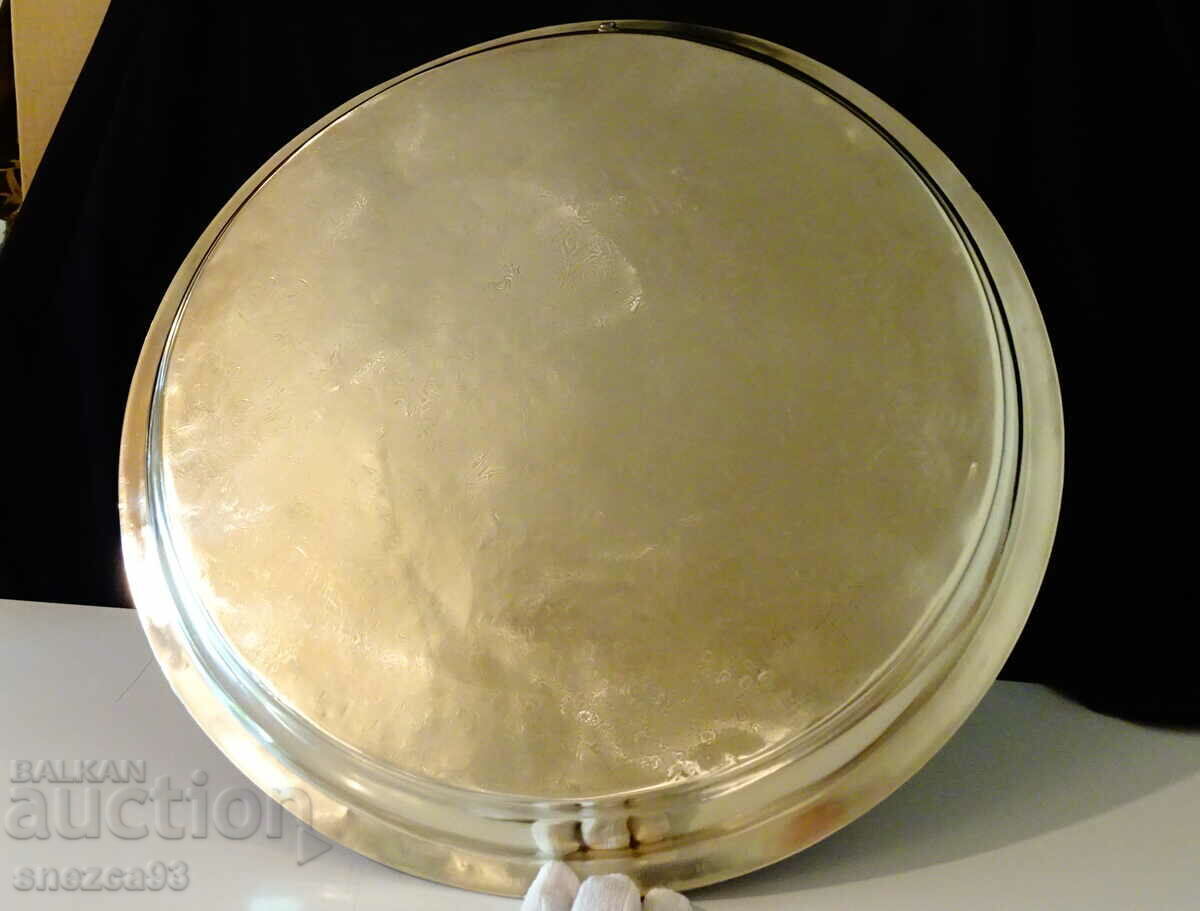 Silver-plated tray, 46 cm, 1.2 kg, ornaments, hardware - 6 Silver-plated tray, 46 cm, 1.2 kg, ornaments, hardware - 6