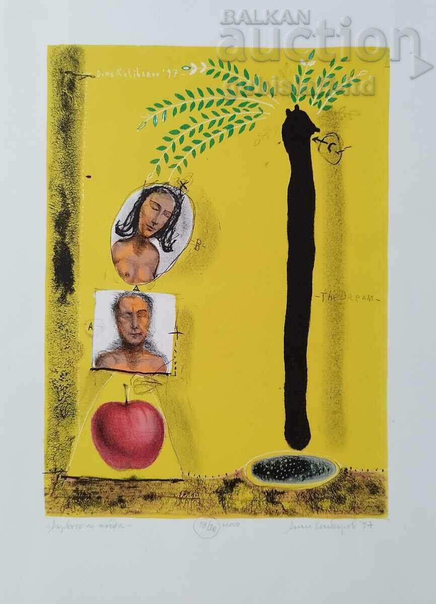 Картина, графика,"Дървото и плода", худ. Д.Колибаров,1997 г.