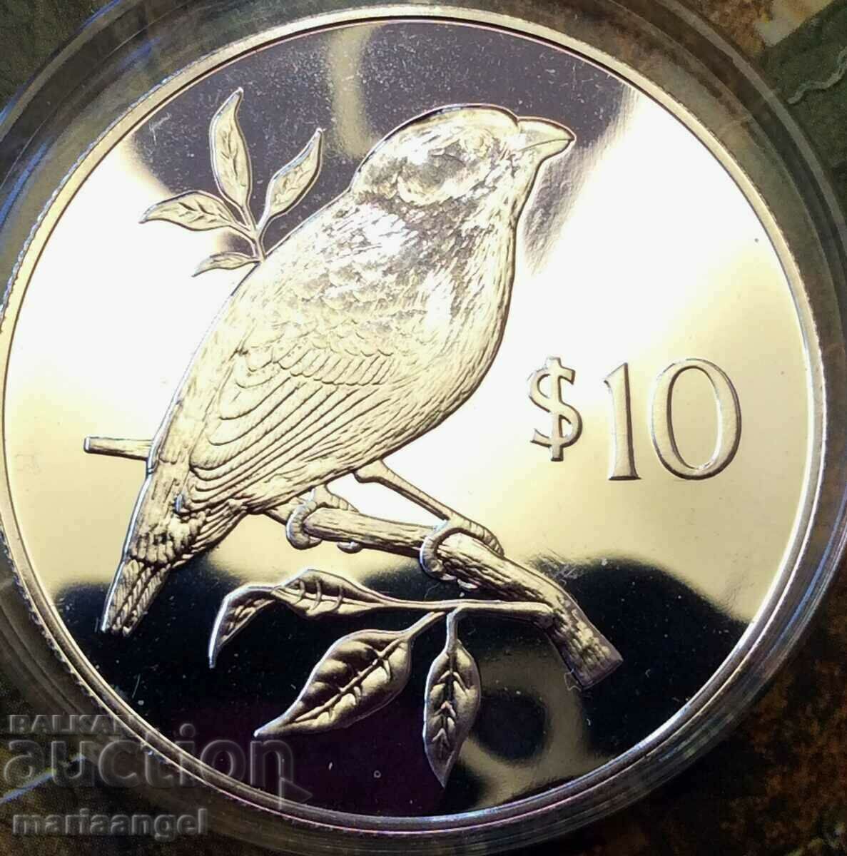 Великобритания 10 долара 1978 Фиджи "Parrot Finch" UNC