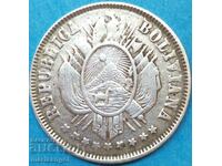 Bolivia 1883 20 de cenți 4,58 g argint - destul de rar