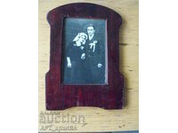 Wedding photography, in a wooden Art Nouveau frame.