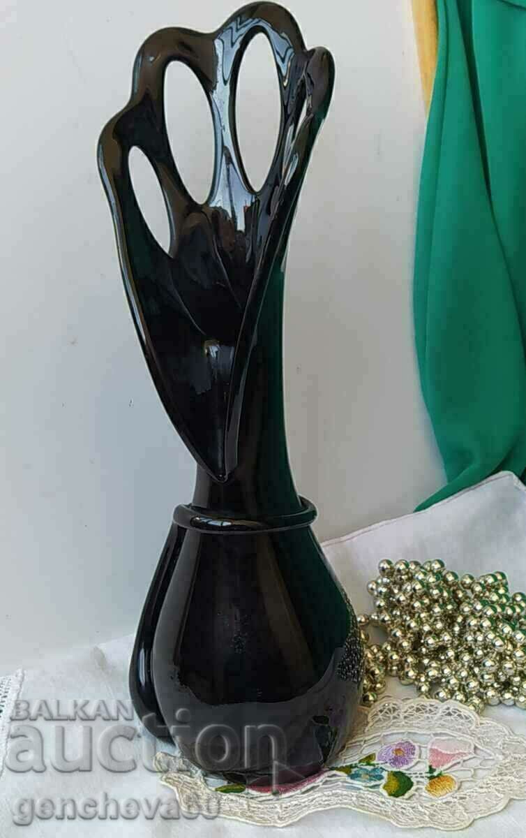 Beautiful Murano black crystal glass vase - 6