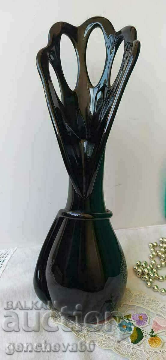 Beautiful Murano black crystal glass vase