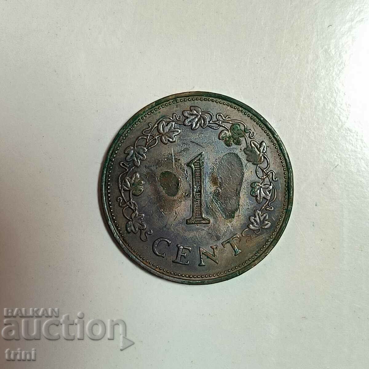 Малта 1 цент 1972 година б25
