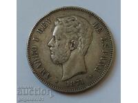 5 песети сребро Испания 1871 - сребърна монета #9