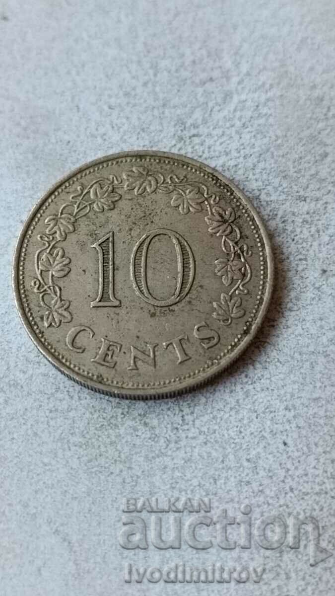 Malta 10 cenți 1972