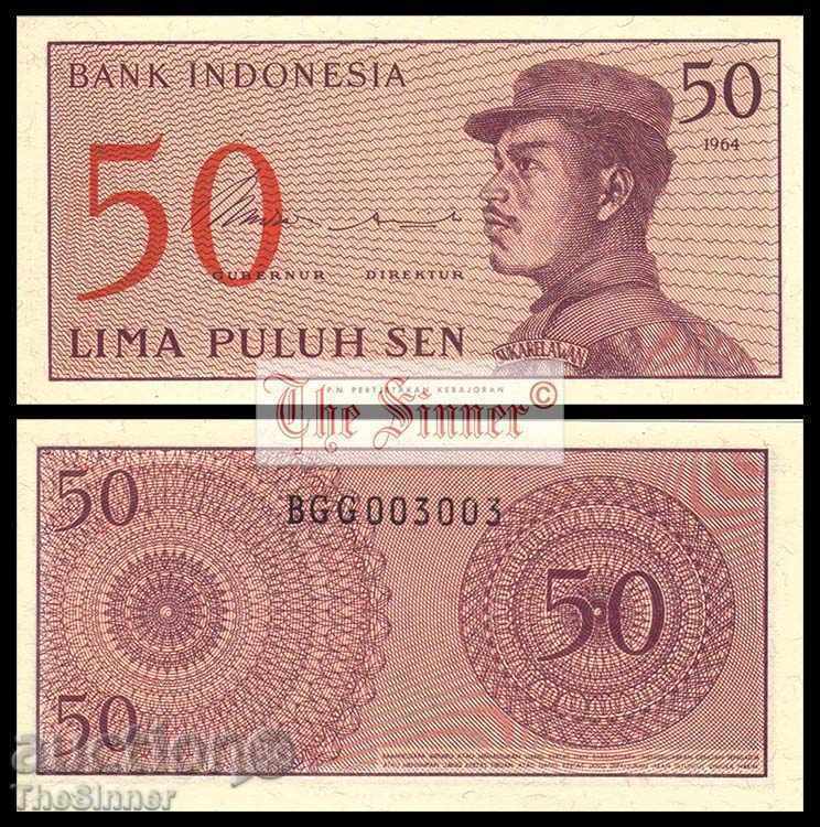 INDONESIA 50 Sen INDONESIA 50 Sen, P94, 1964 UNC