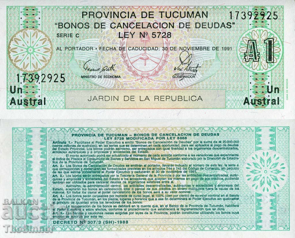 ARGENTINA 1 Austral ARGENTINA 1 Austral, P-S2711b.1 1991 UNC