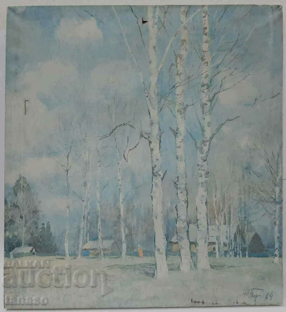 Юри Подляский, стара съветска репродукция на платно(3.4)