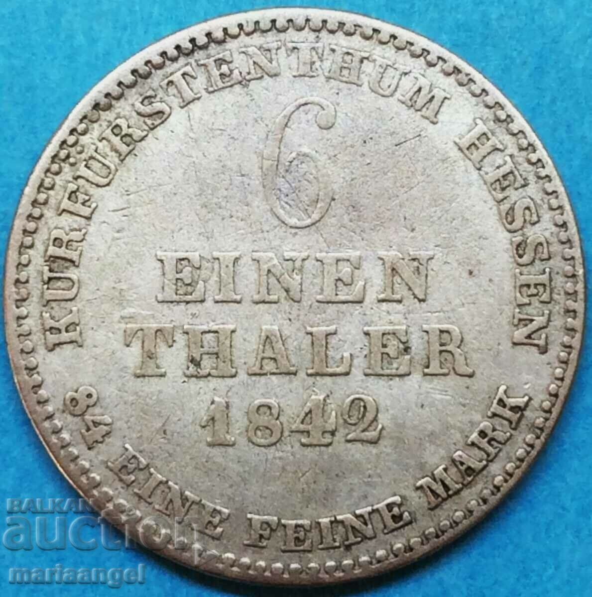 1/6 Thaler 1842 Germania Hessian Argint