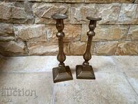 Old bronze candlesticks, set #1, 1 kg.150 gr.