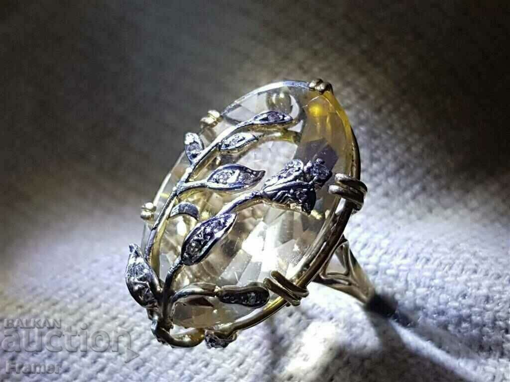Παράδοση ΧΡΥΣΟΣ 18Κ με Δαχτυλίδι DIAMONDS HUGE TOPAZ CITRINE