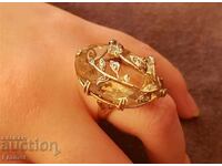 18K GOLD with DIAMONDS HUGE TOPAZ CITRINE ring