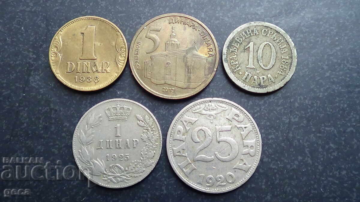 Lot of coins Serbia 5 pieces Lot of coins Serbia 5 pieces